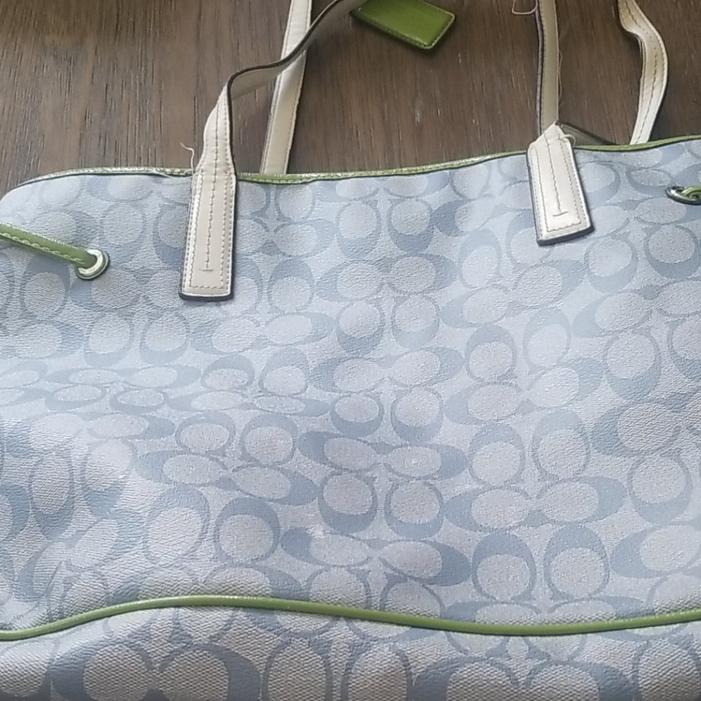 EUC Oversized Coach bag handbag blue green - Picture 2 of 8